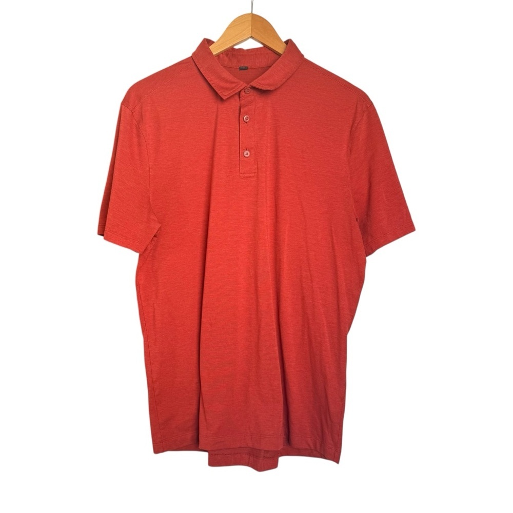 Lululemon Evolution Polo Shirt Short Sleeve Men’s Large Orange Performance Golf